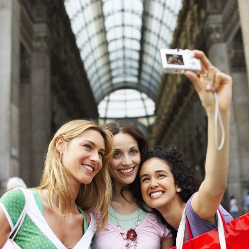 Friends Photographing Themselves --- Image by © Royalty-Free/Corbis